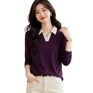 Womens Polo T-Shirt Long Sleeve Casual