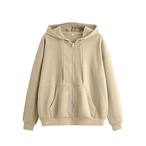 Womens Polycotton Fleece Plain Full-Zip Hooded Winter