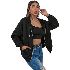 Womens Polycotton Fleece Plain Full-Zip Hooded Winter