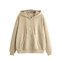 Womens Polycotton Fleece Plain Full-Zip Hooded Winter