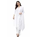 Womens Pure Cotton White plain Salwar Suit