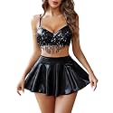 Women’s Rave Festival Outfit Set – Sequin Fringe Crop Top, Metallic Mini Skirt &amp; High-Waist Panty | 3-Piece Dancewear Costume for EDM, Cosplay &amp; Clubwear