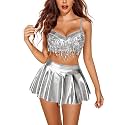 Women’s Rave Festival Outfit Set – Sequin Fringe Crop Top, Metallic Mini Skirt & High-Waist Panty | 3-Piece Dancewear Costume for EDM, Cosplay & Clubwear