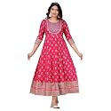 Womens Rayon Embroidered Anarkali Kurti Elegant