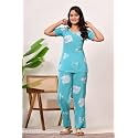 Womens Rayon Floral Printed Co-Ord Night Suit