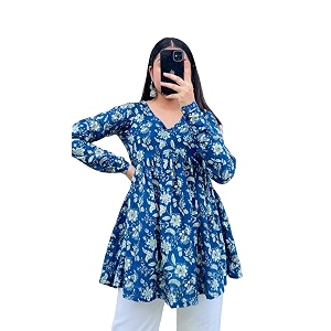 Womens Rayon Floral Printed A-Line Tunic Top