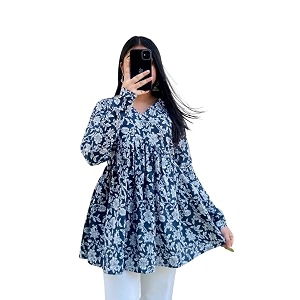Womens Rayon Floral Printed A-Line Tunic Top