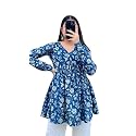Womens Rayon Floral Printed A-Line Tunic Top