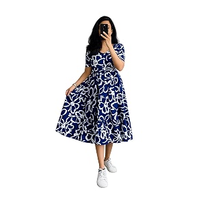 Womens Rayon Floral Printed Midi Dress