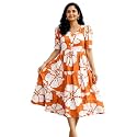 Womens Rayon Floral Printed Midi Dress 