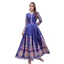 Women’s Rayon Printed Anarkali Gown with 3/4 Sleeves | Flared Long Dress | Traditional Anarkali Kurta | Elegant Ethnic Gown for Party, Festive and Casual Wear