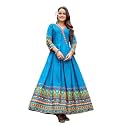 Women’s Rayon Printed Anarkali Gown with 3/4 Sleeves | Flared Long Dress | Traditional Anarkali Kurta | Elegant Ethnic Gown for Party, Festive and Casual Wear