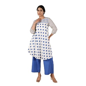 Womens Regular Fit Cotton Polka Print Tunic
