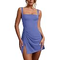 Womens Sexy Sleeveless Square Neck Bodycon Ruched