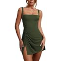 Womens Sexy Sleeveless Square Neck Bodycon Ruched