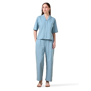 Womens Solid Co-ord Set Relaxed Fit