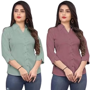 Womens Solid Formal Shirt Pack of 2-Pink