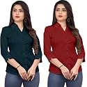 Womens Solid Formal Shirt Pack of 2Pink