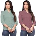 Womens Solid Formal Shirt Pack of 2Pink