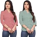 Womens Solid Formal Shirt Pack of 2Pink