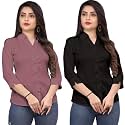 Womens Solid Formal Shirt Pack of 2Pink