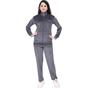 Womens Velvet Track Suit Set - High-Neck