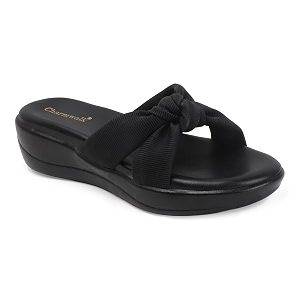 Womens Wedge Slip-On Sandals with Knot Strap