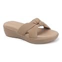 Womens Wedge Slip-On Sandals with Knot Strap