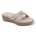 Womens Wedge Slip-On Sandals with Knot Strap