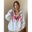 Womens White Printed Hooded Sweatshirt with Front