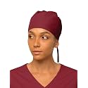 Women’s Working Scrub Cap with Adjustable Elastic Tie-Back – Lightweight, Washable Nursing Cap with Built-in Sweatband