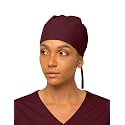 Women’s Working Scrub Cap with Adjustable Elastic Tie-Back – Lightweight, Washable Nursing Cap with Built-in Sweatband