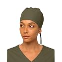 Women’s Working Scrub Cap with Adjustable Elastic Tie-Back – Lightweight, Washable Nursing Cap with Built-in Sweatband