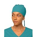 Women’s Working Scrub Cap with Adjustable Elastic Tie-Back – Lightweight, Washable Nursing Cap with Built-in Sweatband