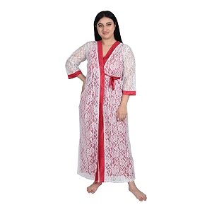 Women Satin Solid Nightwear Maxi Set Nighty