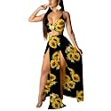 Women Sexy 2 Piece Outfits Dress Chiffon Strap Deep V Neck Bra Crop Top High Split Maxi Dresses Skirt Set