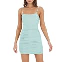 Women Shimmer Ruched Dress Sexy Glitter Spaghetti