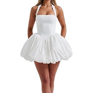 Women Sleeveless Halter Dress Casual Tie up