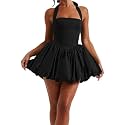 Women Sleeveless Halter Dress Casual Tie up