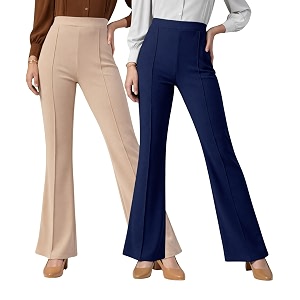 Women Solid Flared Trousers Pack of 2