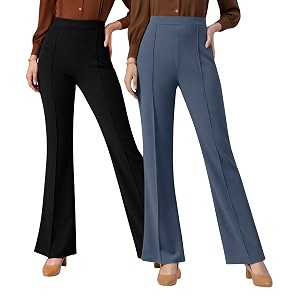Women Solid Flared Trousers Pack of 2