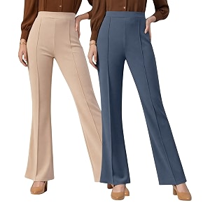 Women Solid Flared Trousers Pack of 2