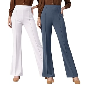 Women Solid Flared Trousers Pack of 2