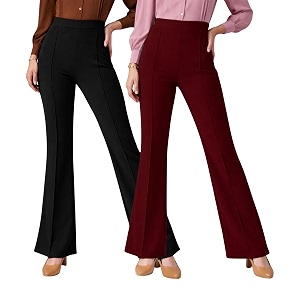 Women Solid Flared Trousers Pack of 2