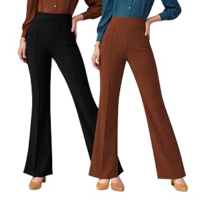 Women Solid Flared Trousers Pack of 2