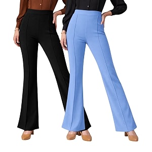 Women Solid Flared Trousers Pack of 2