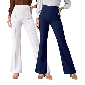 Women Solid Flared Trousers Pack of 2