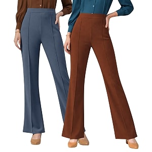 Women Solid Flared Trousers Pack of 2