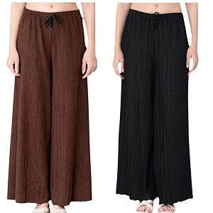 Women Solid Wide Leg Palazzo Pants