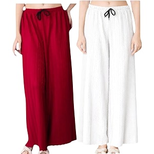 Women Solid Wide Leg Palazzo Pants